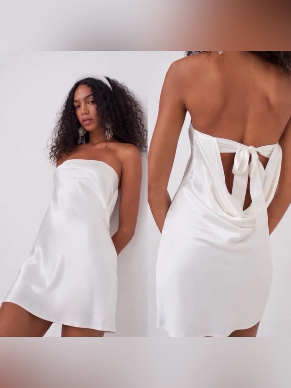For Love & Lemons Hazel Mini Dress White Satin Backless NWT Size S